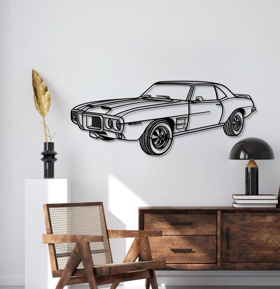 1969 Firebird Trans AM Perspective Metal Car Wall Art - MT1184