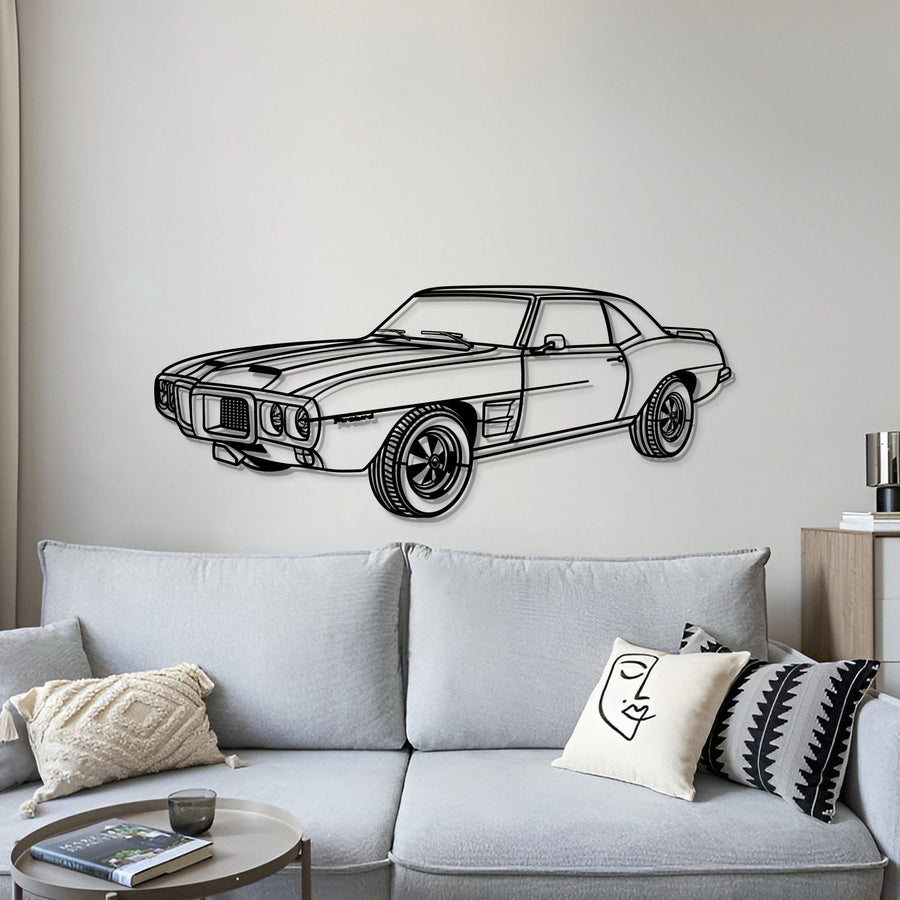 1969 Firebird Trans AM Perspective Metal Car Wall Art - MT1184