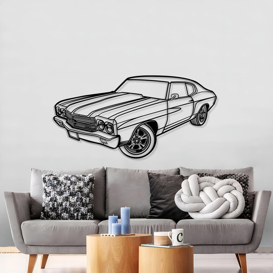 1970 Chevelle SS Perspective Metal Car Wall Art - MT1252