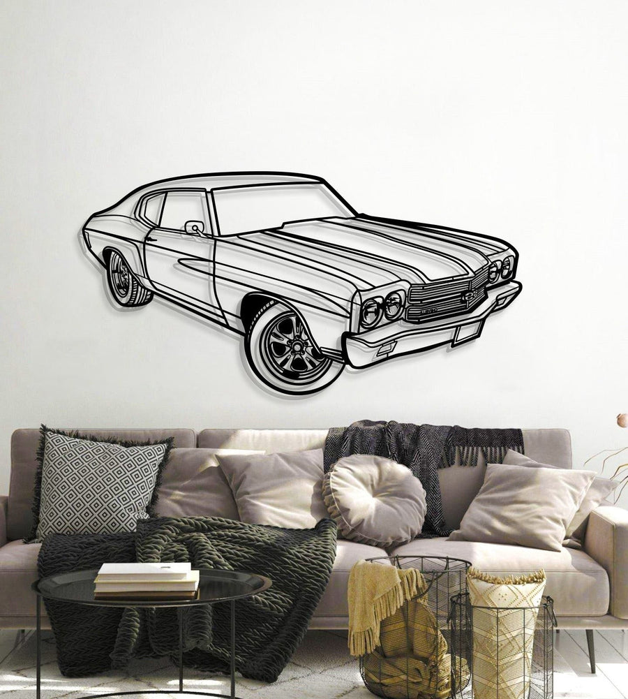 1970 Chevelle SS Perspective Metal Car Wall Art - MT1252