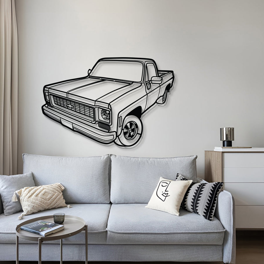 1973 C10 Perspective Metal Car Wall Art - MT1254