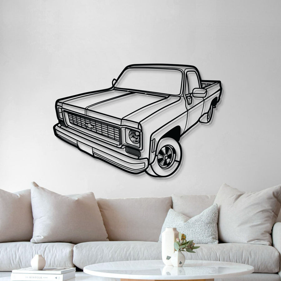 1973 C10 Perspective Metal Car Wall Art - MT1254