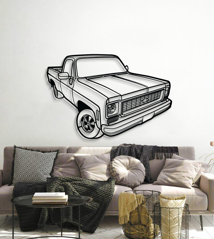 1973 C10 Perspective Metal Car Wall Art - MT1254