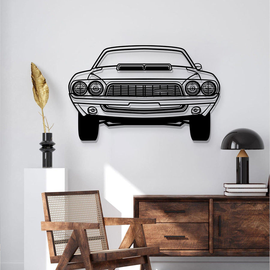 1972 Challanger Front View Metal Car Wall Art - MT1338