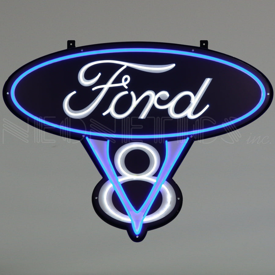 Ford V8 LED Flex-Neon Sign in Steel Can