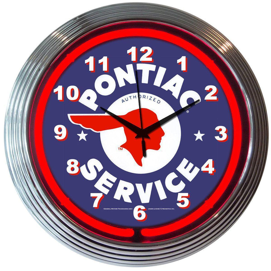 GM Pontiac Service Neon Clock