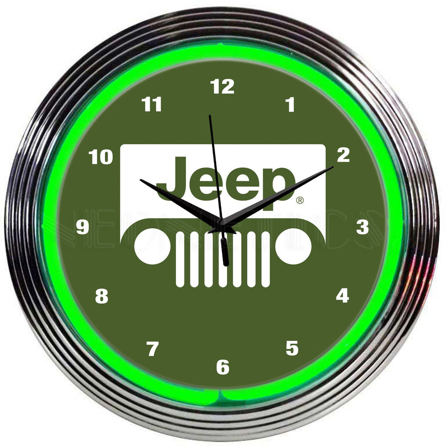 Jeep Green Neon Clock