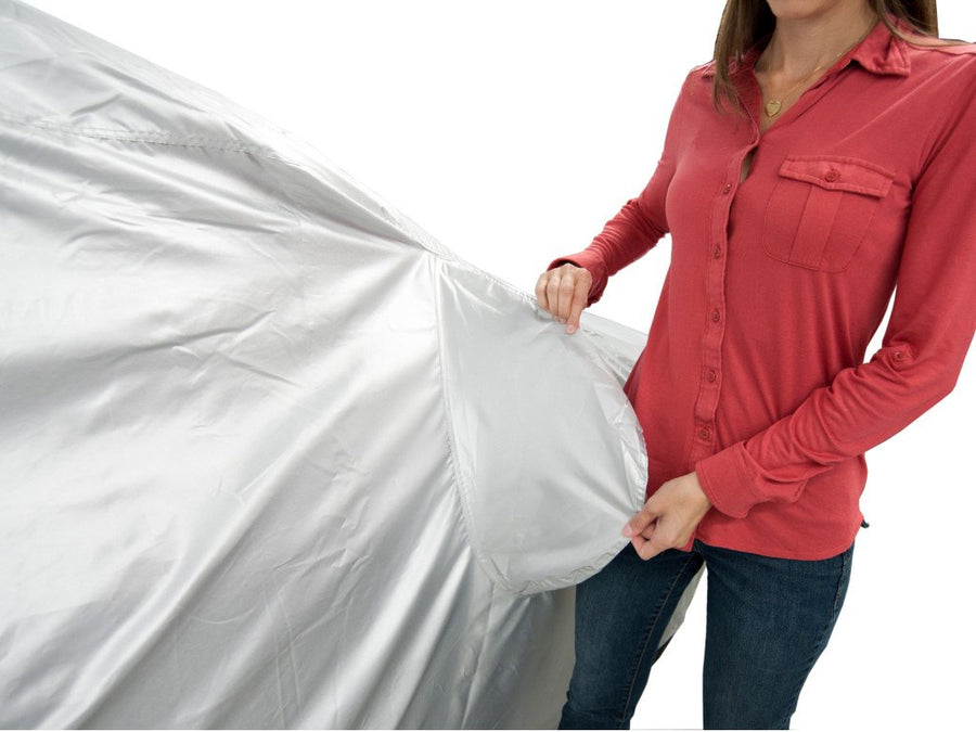 Outdoor and Indoor Select-Fit Car Cover Kit UV Reflecting Water Resistant and Washable. Includes 3 wind straps storage bag and lock